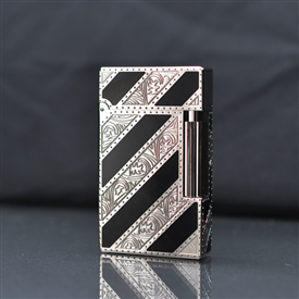 Bật lửa dupont hoa văn kẻ chéo trắng đen D42T