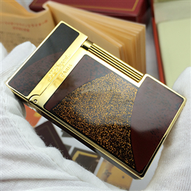 Bật lửa Dupont sơn mài hoa văn kim tuyến vàng D48